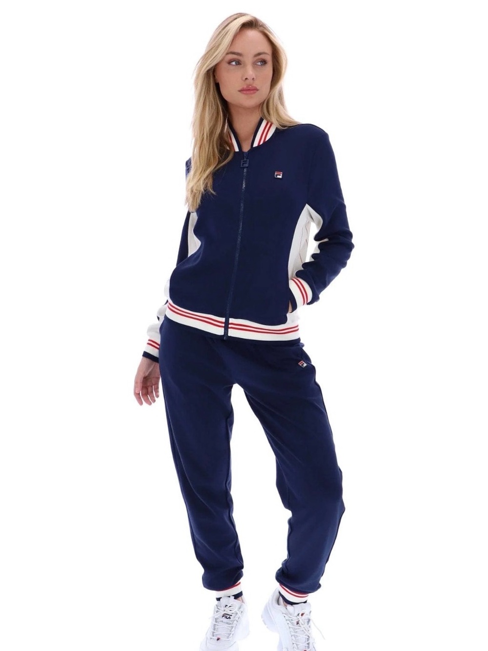 Fila Navy Track Jacket & Joggers with White Panels and Red Trim